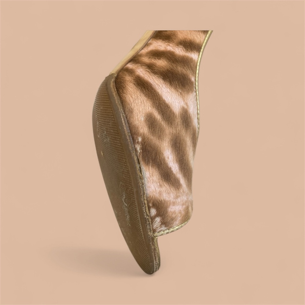 Manolo Blahnik pink and brown pony hair Peep Toe Heels - Picture 3 of 4